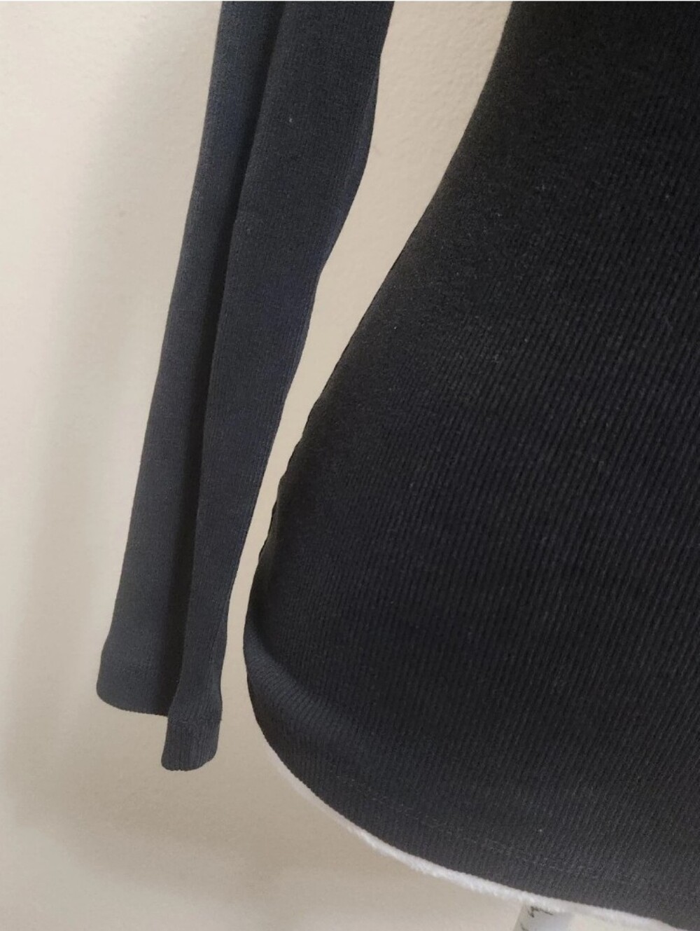 Whimsigoth Ribbed Thermal Top L Black Satin Bow Stretch Dark Fairy Goth Comfort - Picture 5 of 16